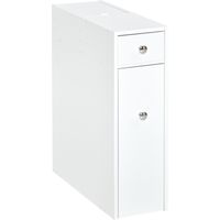 Meuble étroit salle de bain 2 tiroirs compartiment supérieur avec couvercle lavabo 17x48x58 cm blanc