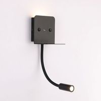 3W "Slange" led wall light + reading light with usb port Black - Black