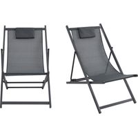 Lot de 2 chiliennes en aluminium - Gris foncé - Brisa