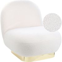 Poltrona bianca in tessuto bouclé con base oro stile contemporaneo Loviisa