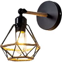 Lampe en rotin faite à la main, suspension murale créative en rotin, tissage géométrique, lumière chaude