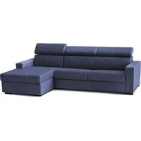 Talamo Italia Canapé fixe Eliana, Canapé d'angle, 100% Made in Italy, Canapé de salon avec méridienne, en tissu matelassé - Péninsule de conteneur gauche, avec accoudoirs fins, Cm 260x95h85, Bleu, ave