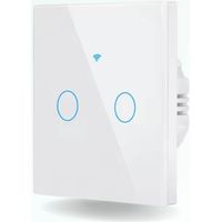 Interrupteur tactile connecté WIFI + RF 433 - 2 boutons - sans fil neutre