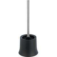 Porte brossee WC WENKO Basic noire brosse WC design Ø 14 cm porte-brosse WC en plastique inox moderne incluant brosse WC noire Ø 8,5 cm et stiel en acier inoxydable élégant pour salle de bain
