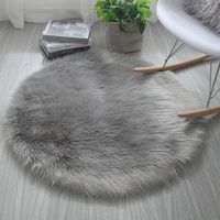 Alfombra de piel sintética, alfombra de forro polar suave y mullida antideslizante, esterilla de yoga para sala de estar, dormitorio, sofá (redonda gris, 60x60cm)