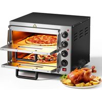 Wiltec – Four à pizza électrique 3000 W – 2 étages – Pierre réfractaire cordiérite – Dimensions 570 x 560 x 440 mm – Cuisson homogène pour professionnels
