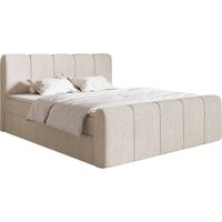 Selsey Cloudy II - Boxspringbett 200x200 cm, mit Bettkästen und Topper, Chenille Hellbeige