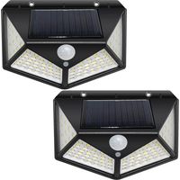 Lot de 2 Lampes Solaires Extérieures 100 LED - Détecteur de Mouvement Intégré, Étanche IP44, Éclairage Sécurité Sans Fil pour Jardin, Terrasse et Allée