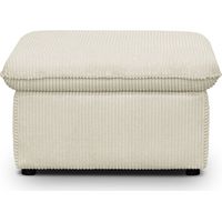 Pouf coffre de rangement en velours côtelé beige - Baya