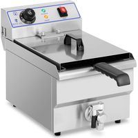Royal Catering – Friteuse professionnelle 10 l 3200 W – Acier inoxydable – Thermostat automatique jusqu'à 200°C – Robinet de vidange étanche