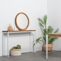 Recibidor iCub Big Wood 80x30x80cm Blanco en madera maciza de pino acabado vintage estilo industrial Box Furniture