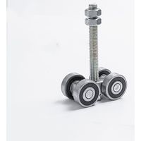 Juego de carros para puertas correderas con ruedas, rodillos de hierro galvanizado, inoxidables, capacidad de 50 kg, tamaño compacto, blanco, apto para perfiles altos y uso en exteriores.