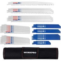 Workpro – Lames de scie sabre 32 pièces pour bois dur et métal – Sacoche de rangement – 16 lames 152mm, 5 lames 230mm, 10 lames métal 100/150mm