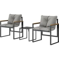 Table et chaises extérieur 3 personnes métal coussins épais multicolore