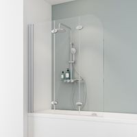 Schulte Badewannenfaltwand Komfort 3-teilig faltbar - Breite: 125 cm, Höhe: 140 cm, Glas: 5 mm Sicherheitsglas Klar Hell, Profil: Alu Natur