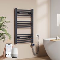 EMKE Elektrischer Handtuchheizkörper 75 x 50 cm 300 W Anthrazit Badheizkörper WLAN-Steuerung, Alexa & Google Home, 7-Tage-Programm