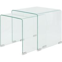 Vidaxl – Table basse gigogne en verre trempé – Ensemble de 2 tables – Design contemporain pour petits espaces – Solution de rangement compacte