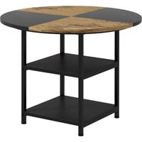 Tavolo industriale 4-6 persone 2 ripiani integrati multiuso acciaio MDF Ø100x76 cm nero marrone
