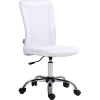 Vinsetto Armless Office Chair Ergonomic Height Adjustable Mesh Back Wheel White