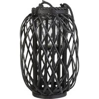 Lanterne au Style Naturel en Bois de Saule peint en Noir pour Intérieur et Extérieur Boho 40 cm Beliani