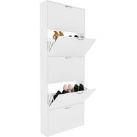 Scarpiera Salvaspazio 5 Ante A Ribalta In Legno Design Moderno Ultraslim Mobile Portascarpe Fino a 15 Paia Elegante e Compatto per Ingresso Corridoio e Casa Moderna 180 x 16 x 70 Cm Bianco Lucido