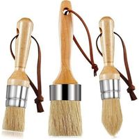 Lot de 3 pinceaux à peinture à la craie et à la cire - Pour projets de peinture et de cire - Poils de sanglier naturels Poignées ergonomiques Peinture au lait Pinceaux à pochoir pour meubles