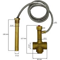 Thermische Ablaufsicherung Fernfühler Kühlventil BVTS 1,3 m 95°C Messing Heizung