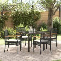 Ensemble de salle à manger pour jardin 5 pcs-Salon de jardin Noir Rotin