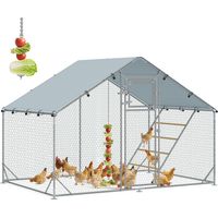 Pawhut – Enclos poulailler 6 m² pour 6-8 poules – Acier galvanisé et toile Oxford 420D anti-UV – Dimensions 300x200x195cm – Mangeoire et perchoir inclus