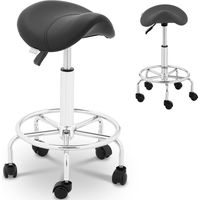 Tabouret de bar à roulettes noir – Hauteur réglable 55,5-69,5 cm – Charge maximale 150 kg – Structure en acier galvanisé – Physa