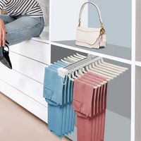 Ausziehbarer Hosenständer Hosenbügel mit 22 Stangen Hosenhalter Ausziehbarer KleiderbüGelhalter Multifunktionale HosenstäNder AufhäNger SchrankzubehöR Bis 15 kg Automatische Rückstellfunktion