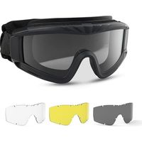 Lunettes de protection militaires tactiques avec 3 verres interchangeables Protection UV400 Lunettes de tir anti-buée Lunettes de plein air Sport Chasse Cyclisme Paintball noir