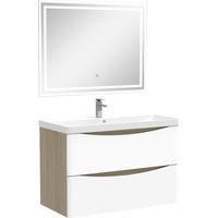 Ensemble meubles Salle de Bain 80cm simple vasque + miroir LED