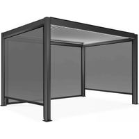 Oviala – Pergola bioclimatique autoportée motorisée 3x4m – Éclairée par LED – Lames orientables à distance – Structure aluminium résistante