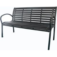 panchina da esterno con braccioli eurogarden in metallo effetto legno antracite 125x60x80 cm