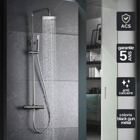 Colonne de Douche avec Mitigeur Thermostatique noir métal anti-calcaire - Design Moderne - MONZA IMEX