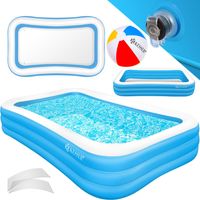 KESSER® Aufblasbarer Pool Familienpool für Kinder und Erwachsene Planschbecken Kinderfreundlich mit Entwässerungslöcher Hellblau, 3 Meter