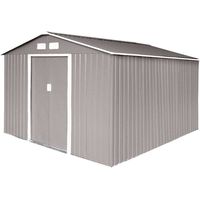 HATTORO S300 Metall Gerätehaus mit Bodenrahmen XXL 277 × 319 × 192 cm (BxTxH) 12,5 m³ Satteldach Hellgrau