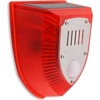 Lumières d'alarme Solaire sans Fil pour l'extérieur avec détecteur de Mouvement LED avec sirène et Alerte stroboscopique pour la Protection de la Maison, du Garage, du Patio et du Jardin.