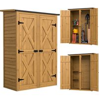 Abri de jardin en bois avec 2 étagères, marron