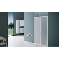 Nicchia doccia 130 cm scorrevole con profili in alluminio bianco finitura pannelli stampato - America