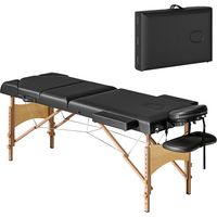 Camilla Masaje Plegable de 3 Zonas con Altura Ajustable Reposacabezas Reposabrazos 215x60x62-89 cm Negro