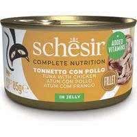 Schesir Atun con Pollo en Gelatina - Comida Humeda Completa para Gatos - 85 g