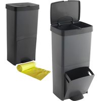 Cubo de basura 70L de 2 Compartimentos con 20 bolsas de basura adaptadas de 30L