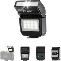 SL03 Mini Flash avec éclairage vidéo, Speedlite GN8 6500K, Angle réglable à 90°, 4 Niveaux de Puissance, Mini Flash Manuel, Griffe Porte-Accessoire à Contact Unique pour Sony/Canon/Fuji, Noir