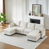 Canapé en chenille, Canapé d'angle de salon — Canapé d'angle en U avec pouf de rangement Canapé d'angle 6 places