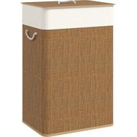 Cesto de Ropa Sucia con Tapa 72L Bolsa Interior Extraíble y Asas para Lavandería Dormitorio 40x30x60 cm Marrón