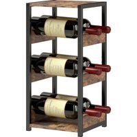 Portabottiglie scaffali ondulati piedini regolabili marrone rustico nero