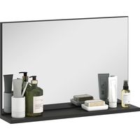 Specchio Bagno da Parete con Mensola Design Moderno e Multiuso, 60x12x40 cm, Nero