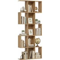 Librería en Forma de S de 5 Niveles para Salón Dormitorio Estudio Oficina 80x24x200 cm Roble